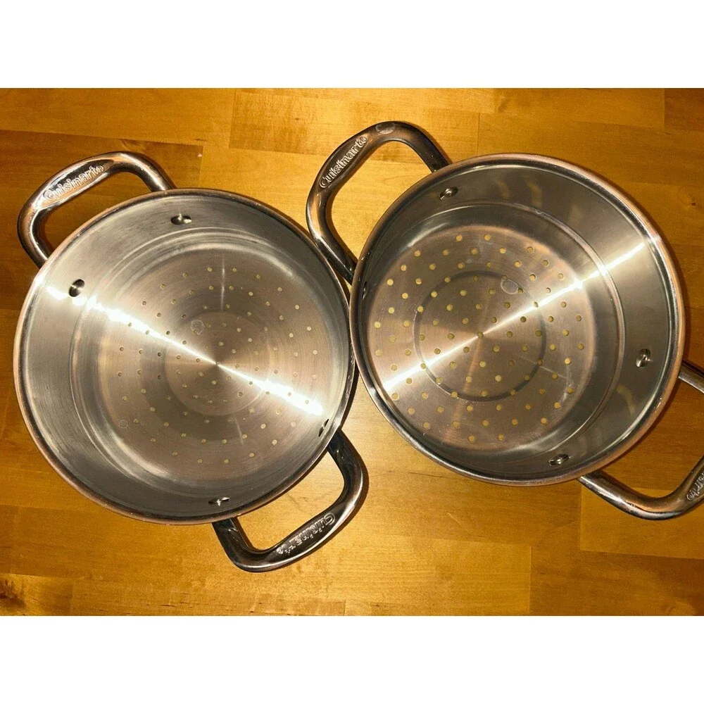 Set of 2 Cuisinart Stainless Steel Steamer Strainer Baskets 8 Inch Diameter